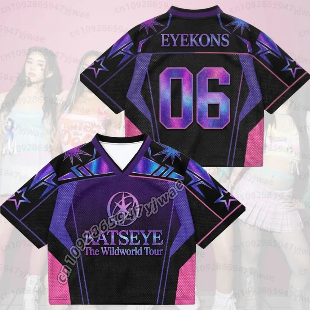 26 Sommer Purple Flame KATSEYE The Wild World Tour, gemischtes Mesh-Trikot, Merchandise, Geschenk für Manon-Fans, Trikot, T-Shirt für Kinder und Eltern. – Detail 17