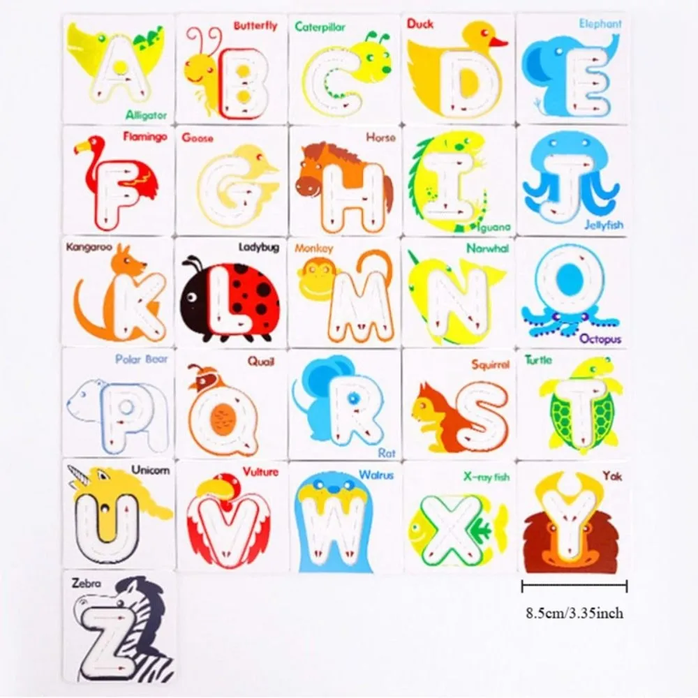 26 lettere inglesi Lettera in legno colorata Flashcard Pratica di ortografia su due lati Puzzle con alfabeto inglese Puzzle di gioco