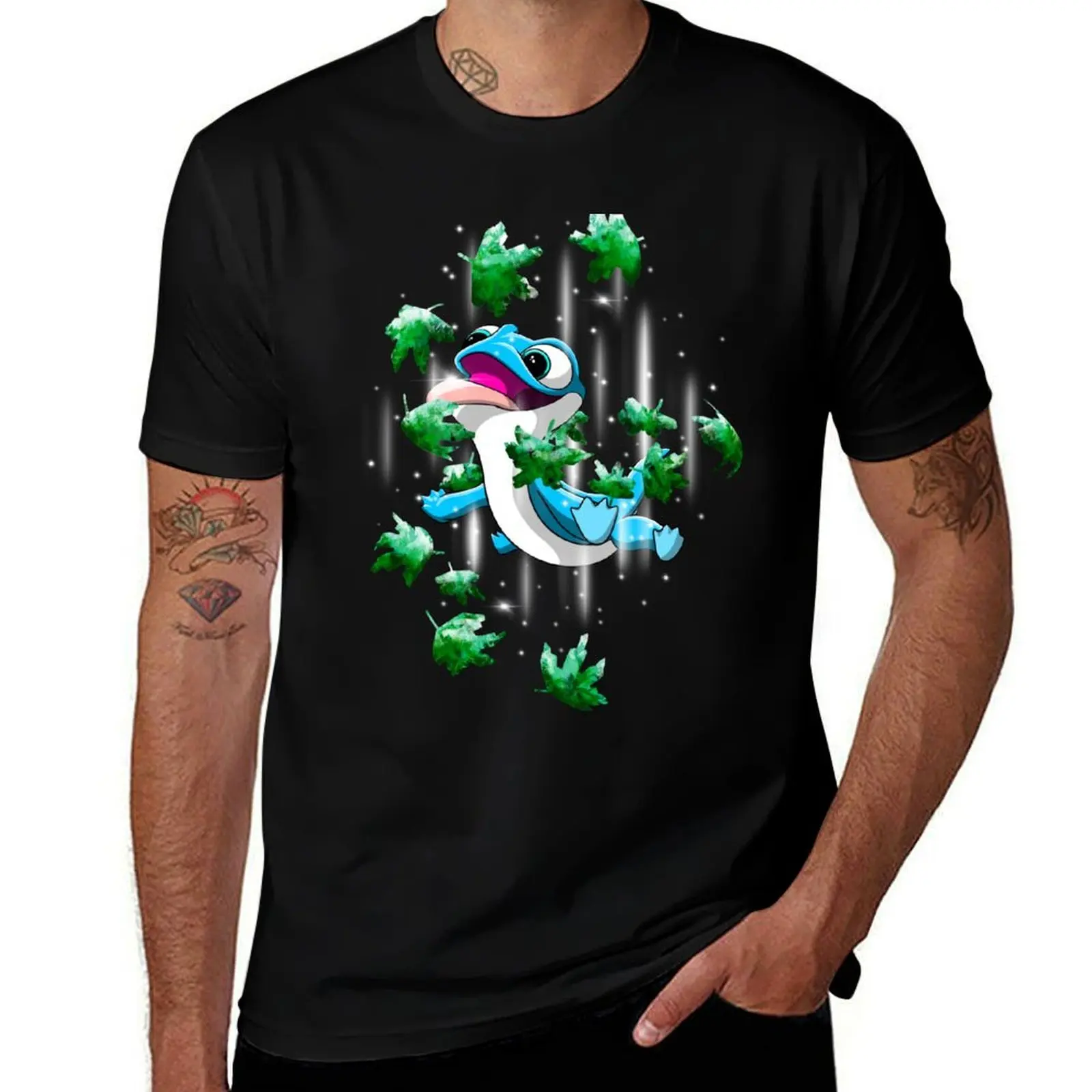 Salamander (Green Leaves) T-Shirt Light Athletic Short Sleeve Tee Shirt T-Shirt