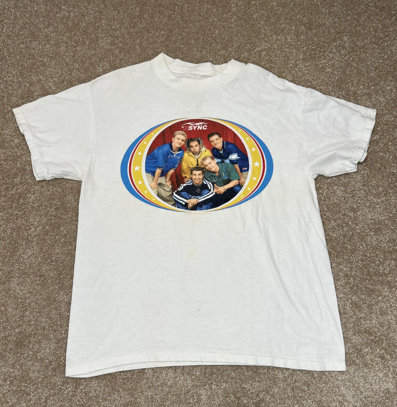 Camisa vintage Graphic Concert Tour para homens, boy band, anos 90 NSYNC 1999, média