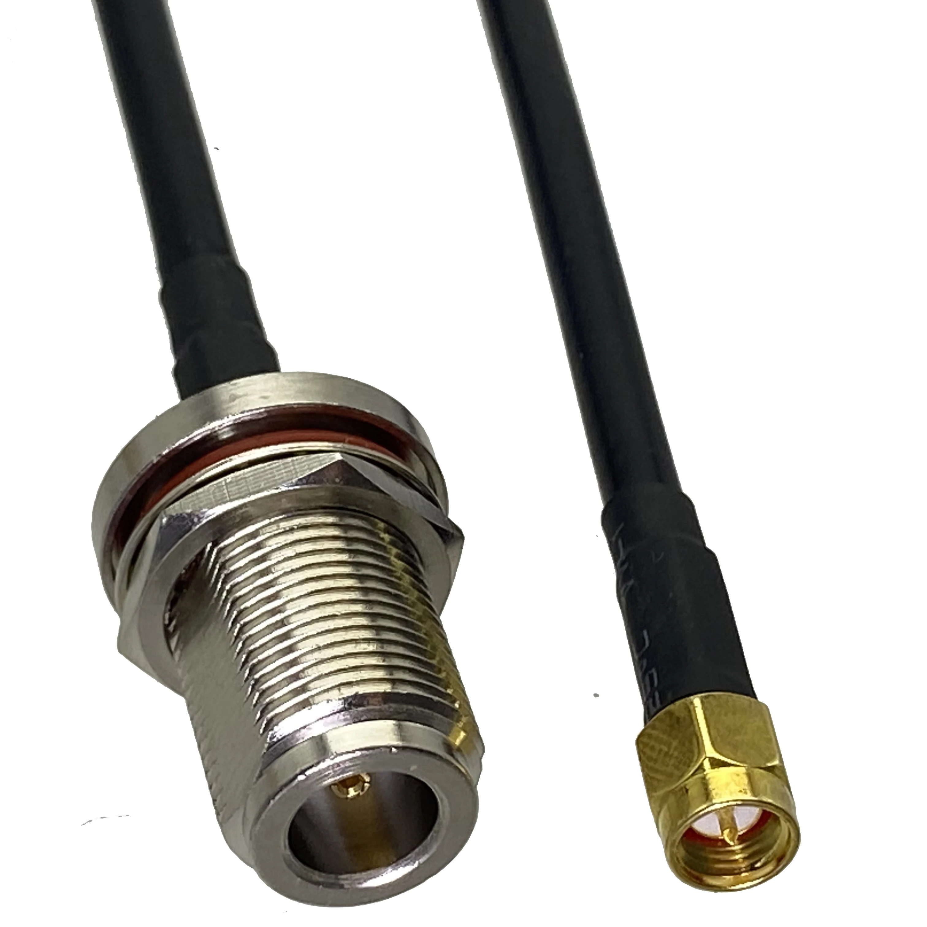 1pcs RG58 N Female Jack Nut Bulkhead to SMA Male Plug Connector RF Coaxial Jumper Pigtail Wire Terminal 6inch~10M New Brass