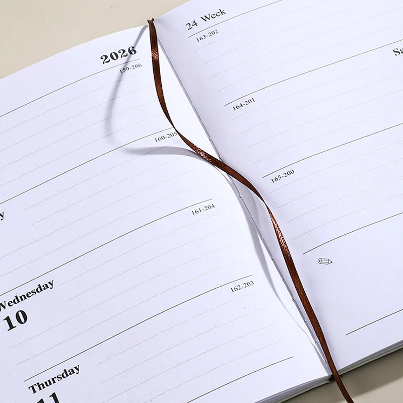 2026 A5 مخطط أسبوعي غطاء بولي يوريثان متين 365 يوما الجدول اليومي دفتر المدمجة التقويم مجلة مدرسة مكتب جدول الأعمال المنظم