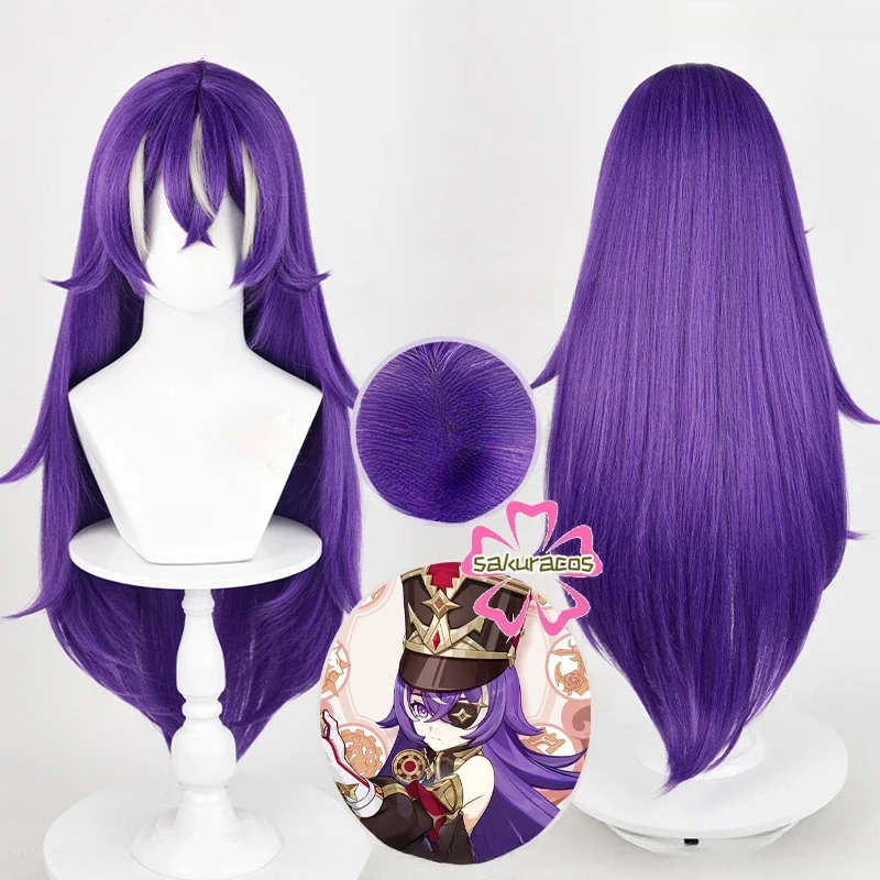 

Game Genshin Impact Wigs Cosplay Chevreuse Cosplay Wig Women 85cm Purple Heat Resistant Synthetic Hair + Wig Cap Halloween Party