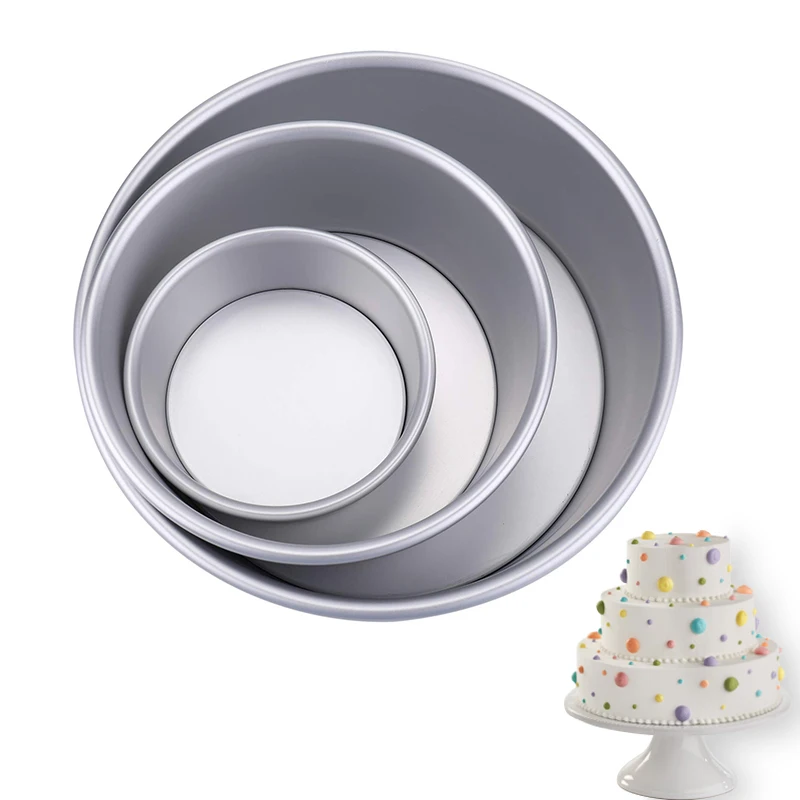 6/8/10 Inch Round Cake Pan Set With Removable Bottom Aluminum Alloy Chiffon Cake Mold/Mould Set 3 Tier Round Cakes Tins