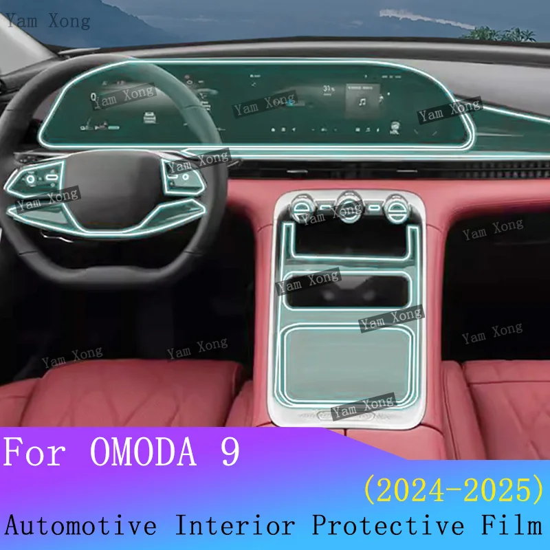 

For OMODA 9 2024 2025 Full set interior Film Gear Panel TPU Transparent Anti-scratch Films Navigation screen Protection Sticker