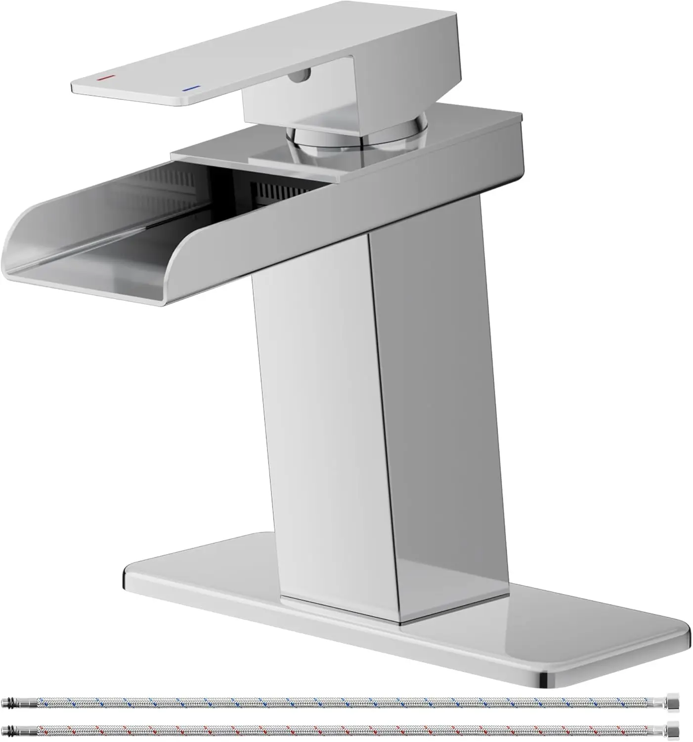 

Современный хромированный смеситель для ванной комнаты с водопадом и одной ручкой для раковины с 1 или 3 отверстиями, палубой и шлангами