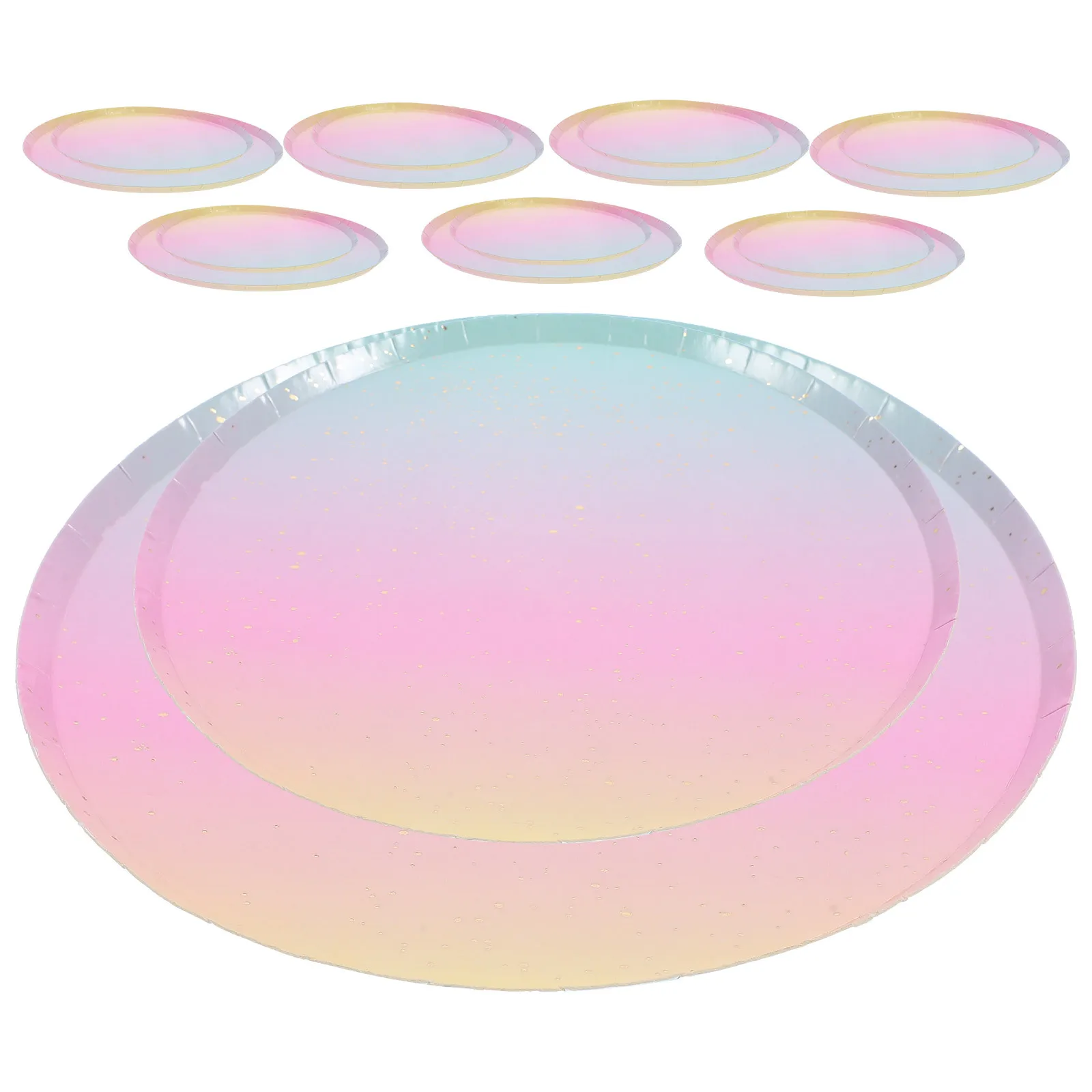 

16Pcs Disposable Paper Plates Rainbow Color Elegant Round Party Tableware for Birthday Gathering Festival Dinnerware Supplies