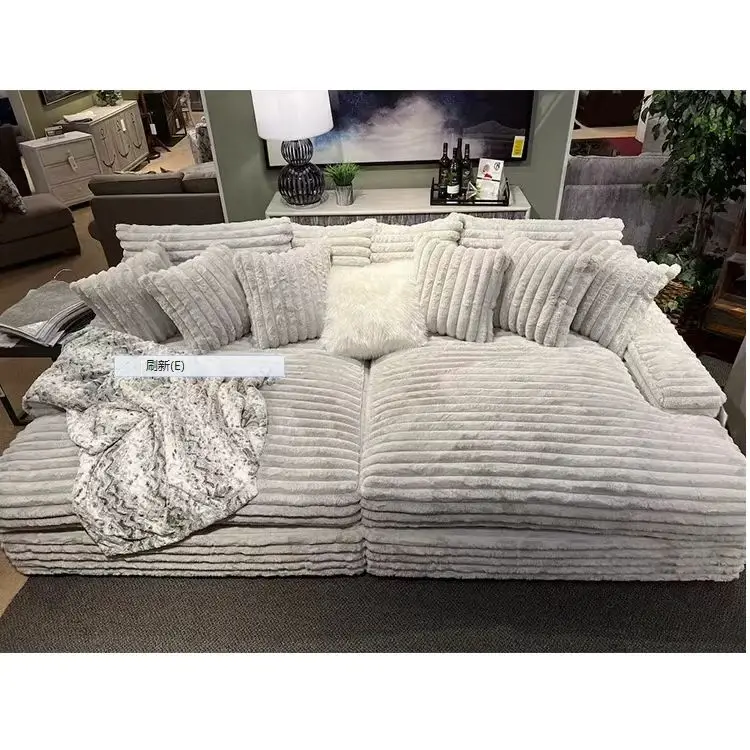 Ultra Wide Deep Plush Fabric Sofa for Large Villas Living Room,  Luxury Super Large Plush Sofa for Cinemas Big Sofa