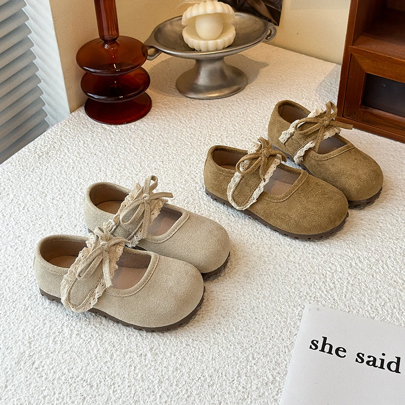 الفتيات أحذية من الجلد 1-16 سنة الكاكي الدانتيل مقوس دانتيل الفتيات بير الأميرة أحذية أربعة مواسم خفيفة الوزن للأطفال كين الأحذية