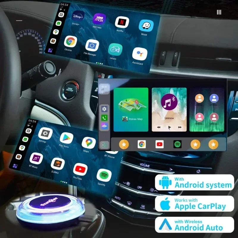 Exploter Applepie Rocket CarPlay Ai Box Android 13 8G+128G Car Play Android Auto Youtube netflix APP Player