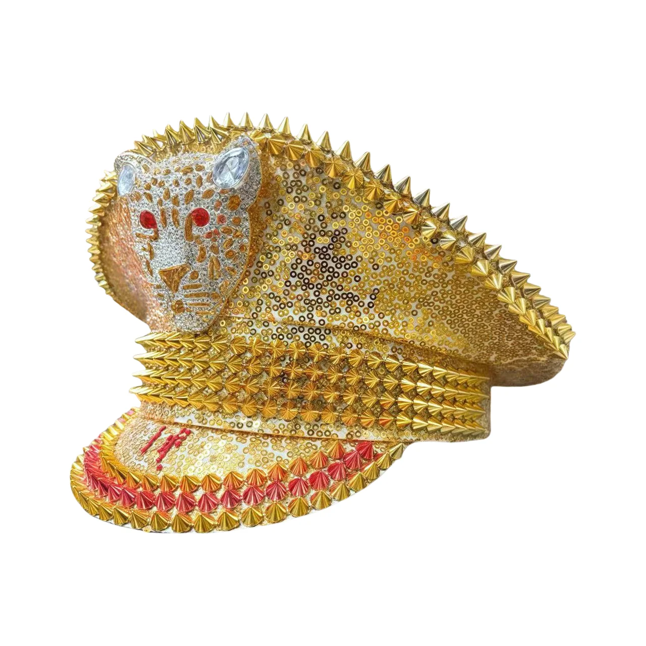 

HongLuan Steampunk Captain Hat Rhinestone for Burningman Festival Woman, Vintage Military Assessories & Military Cap for Man