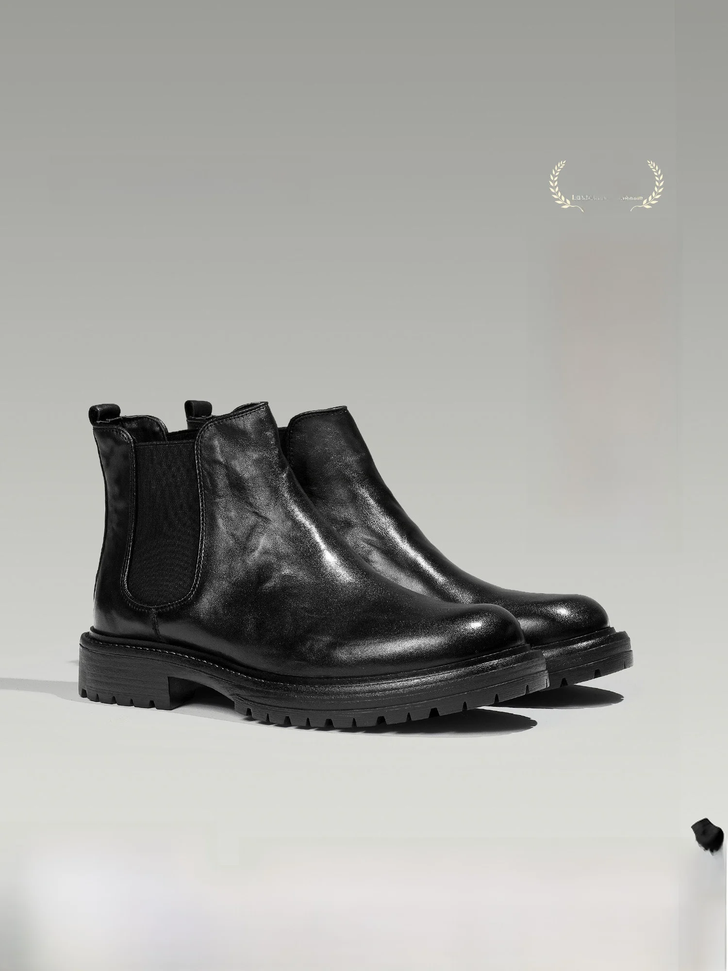 

Australian Wool Men's Chelsea Boots Briti Sle Fce Lined Genuine Leather Slip-On Heightening Boots Durable Rubber Sole