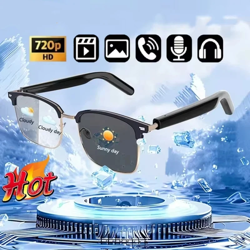 2026 New 6K HD AI Smart Glasses 100MP Camera Bluetooth Call 260Mah Chat GPT Battery Voice Assistant Control Sunglasses