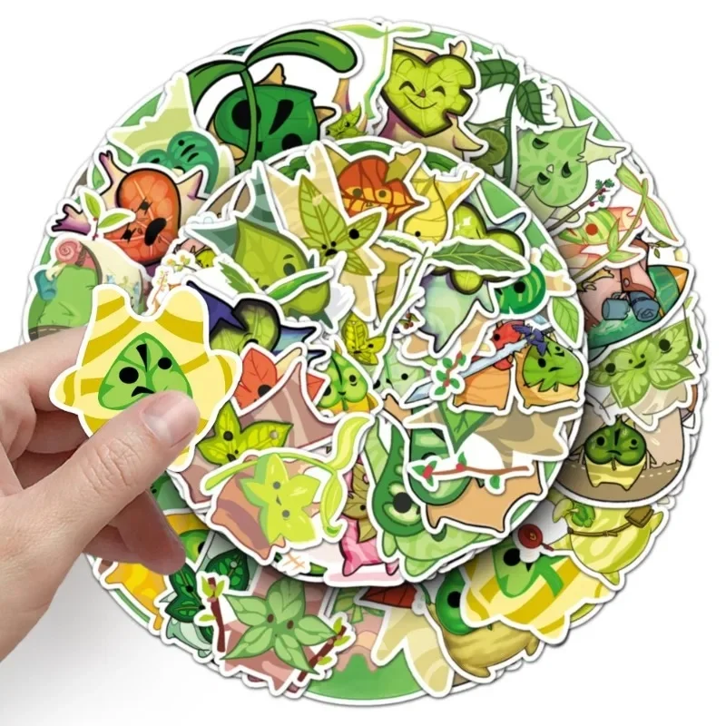 10/50Pcs Cute Cartoon Personality Green Leaves Stickers Cartoon Funny Expression DIY Phone Guitar Scrapbook Children Toys