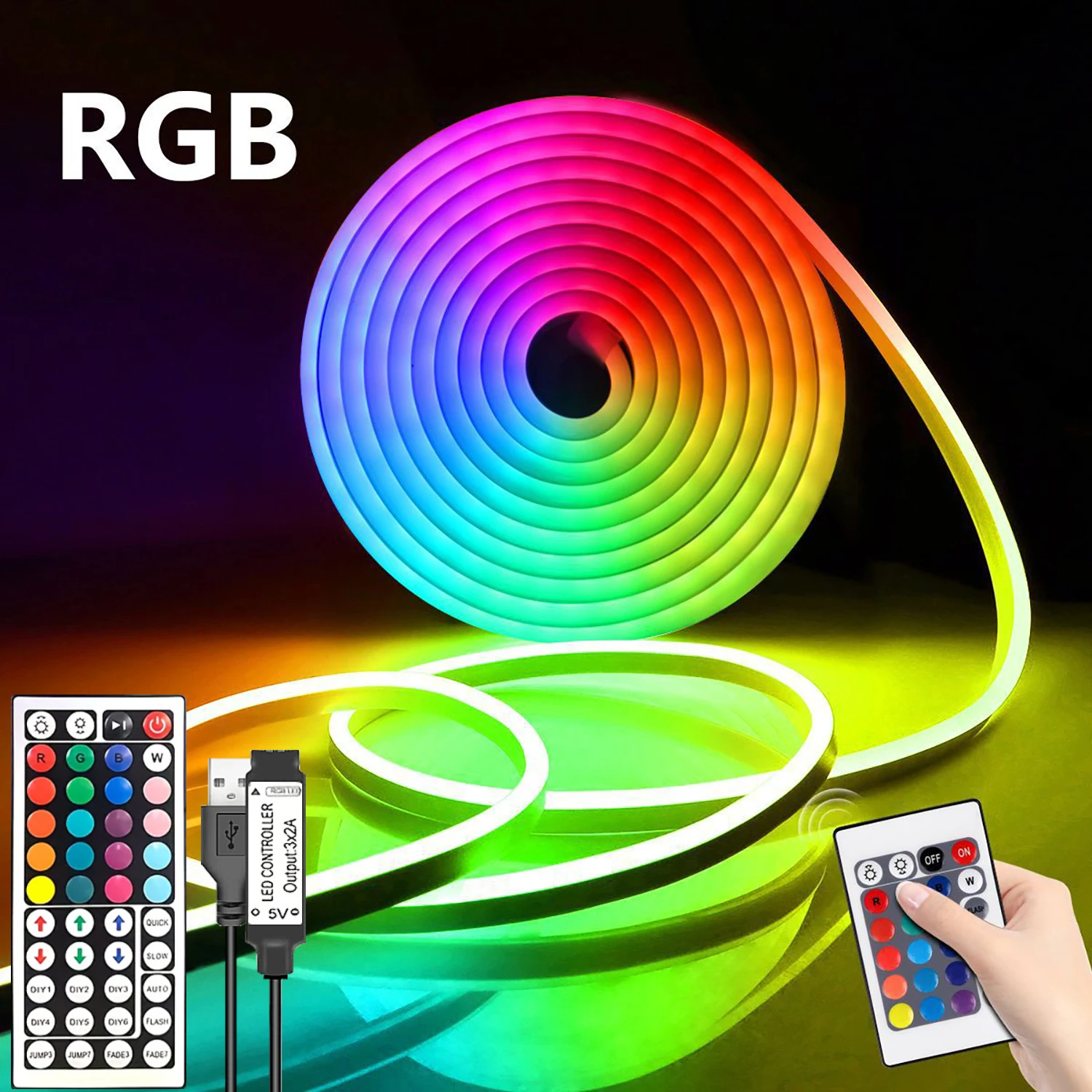 RGB LED Neon Light Strips 5V USB Neon Sign Ooutdoor Waterproof Silicone Rope Lights Flexible Ribbon for Room Home Decor Lighting