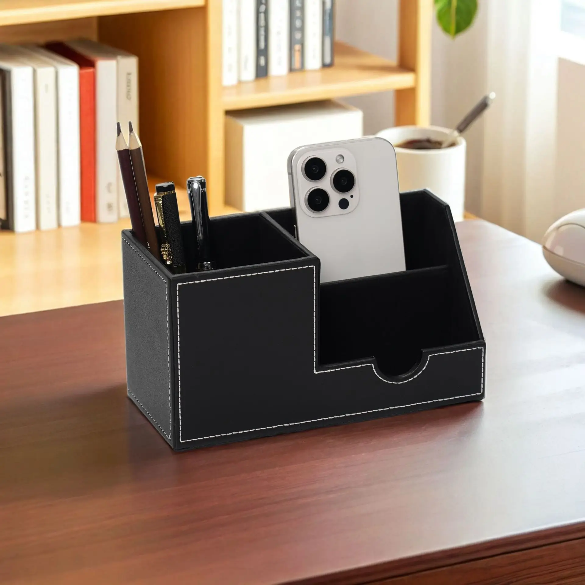 

Простой офисный настольный органайзер для канцелярии, легкий и стильный, многофункциональный кожаный держатель для ручек, высококачественный креативный ящик для хранения