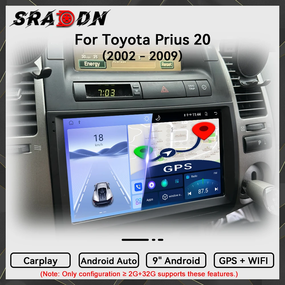 Para Toyota Prius 2002 2003 2004 2005 2006 2007 2008 2009, Rádio Automóvel Android, Reprodutor de Vídeo Multimédia, Navegação GPS, CarPlay, Ecrã Táctil, Estéreo Automóvel e Sistemas Inteligentes