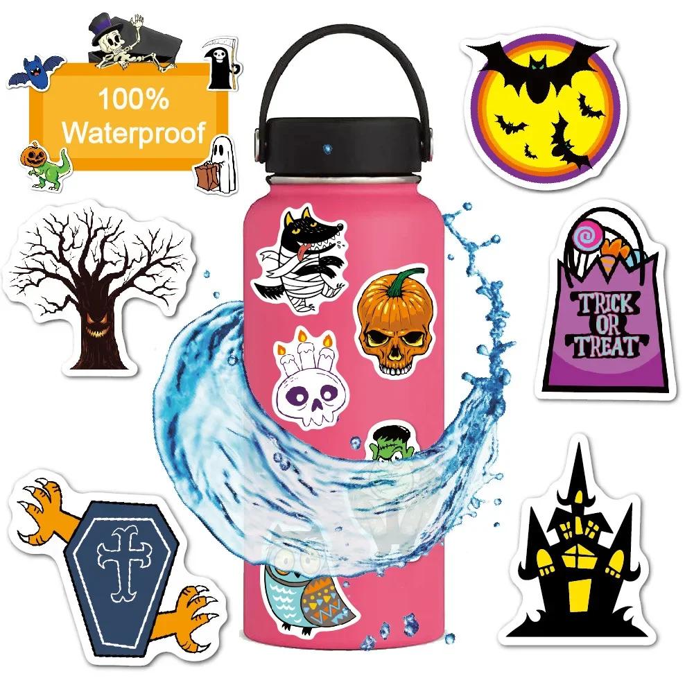

New Pumpkin Stickers 50 sheets Waterproof Cartoon Theme Bat Party Graffiti Luggage Computer Water Cup Halloween Stickers