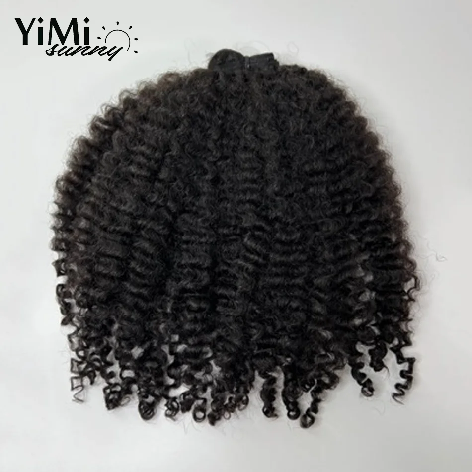 Yimisunny-Paquete de cabello humano ondulado Birmano para mujer, cabello Virgen sin procesar, trama de extensión de rizo birmano, 4 mechones, cabeza completa, 3C, 4C