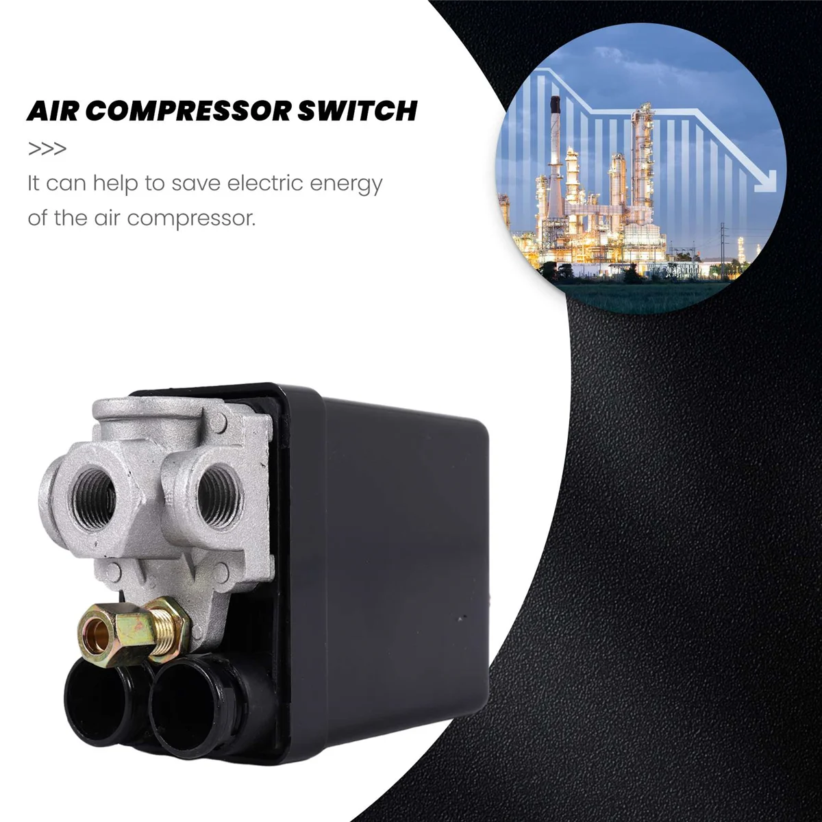 Heavy Duty Air Compressor Pressure Switch Control Valve 90 PSI -120 PSI Black