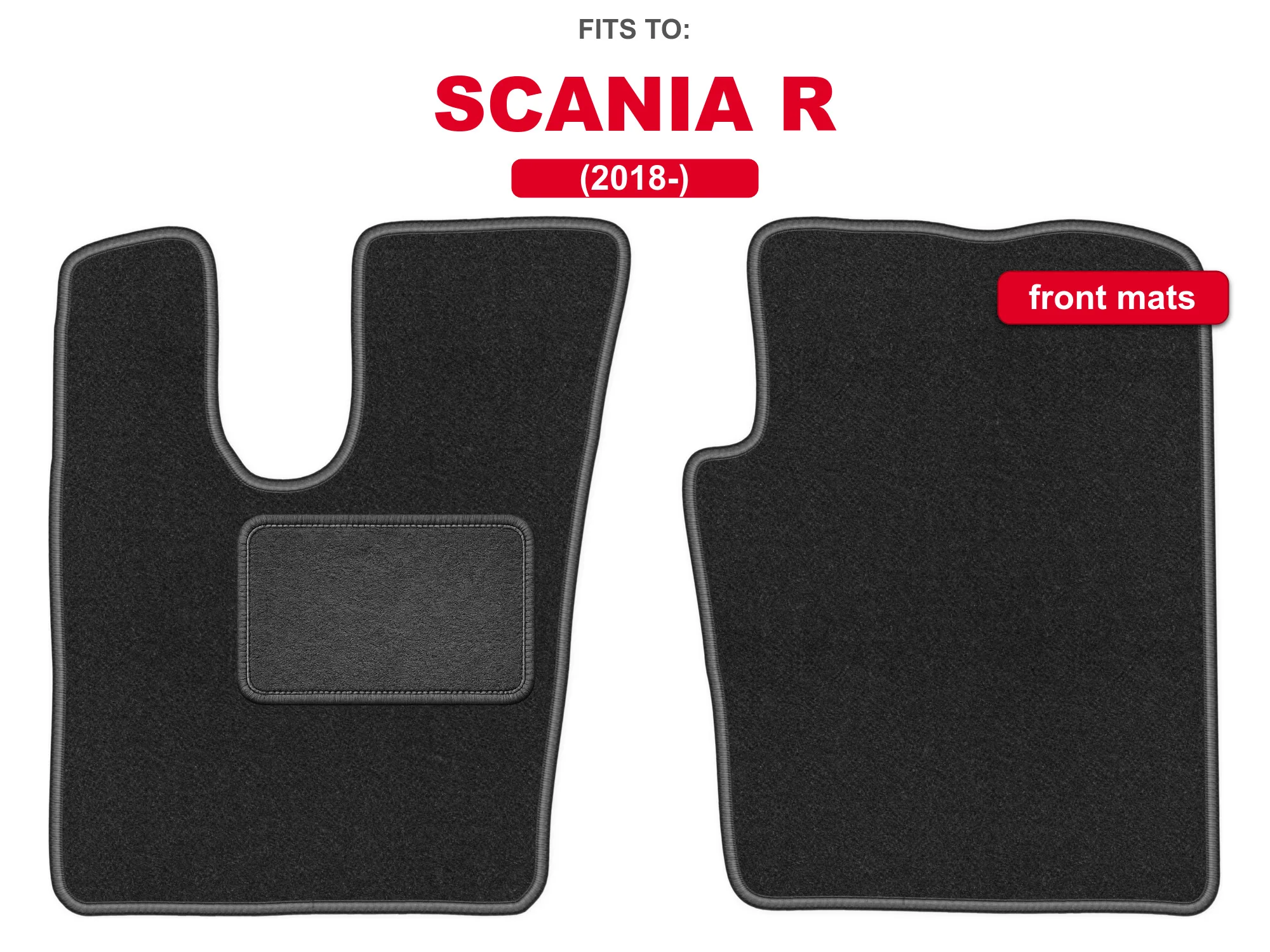Velours vloermatten voor: Scania R 2018-grafiet vrachtwagenkit voor auto vloermatten vooraan