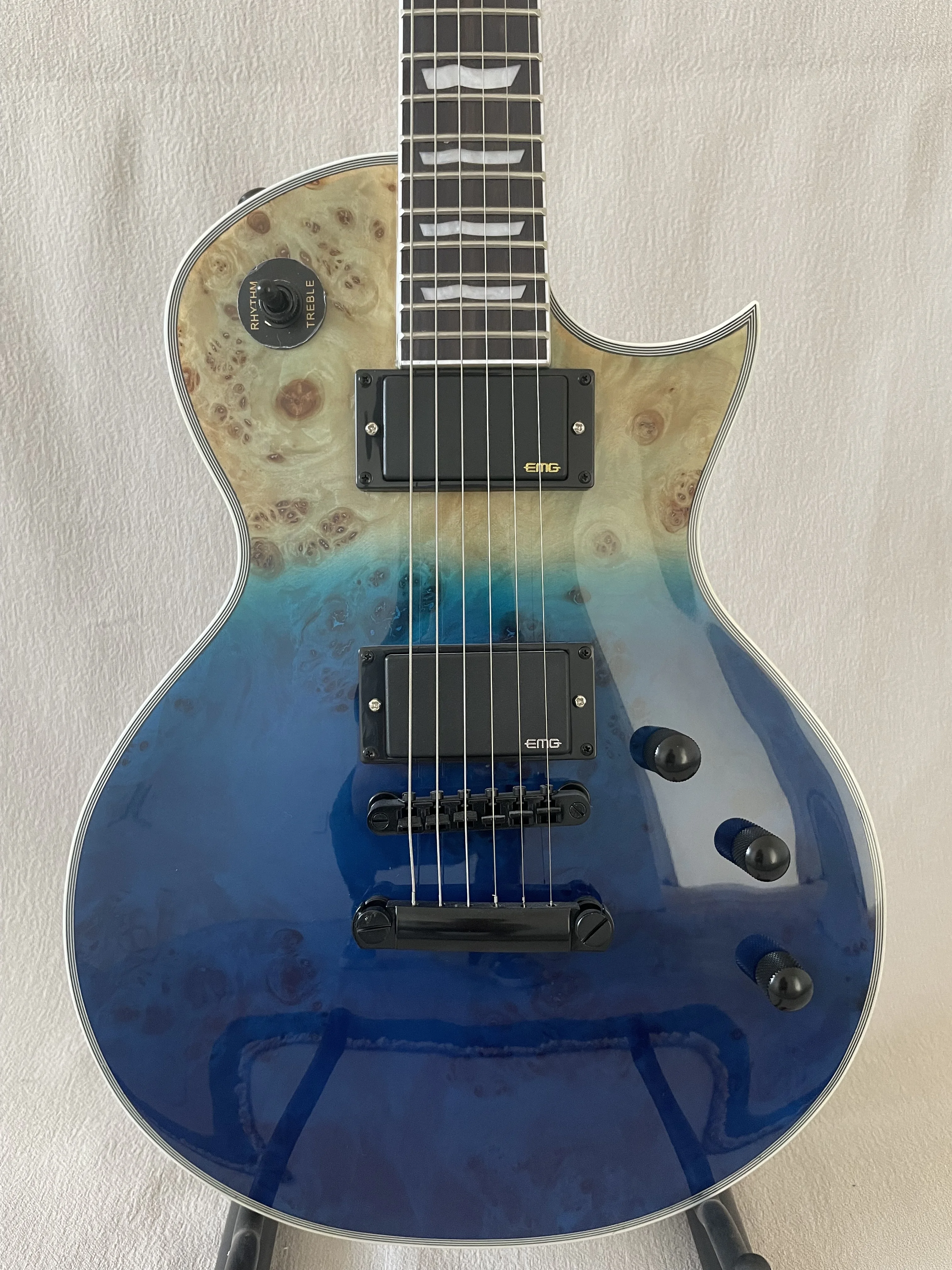 Sunburst Burl Top  Electric Guitar EMG Pickup Classical Navy Blue