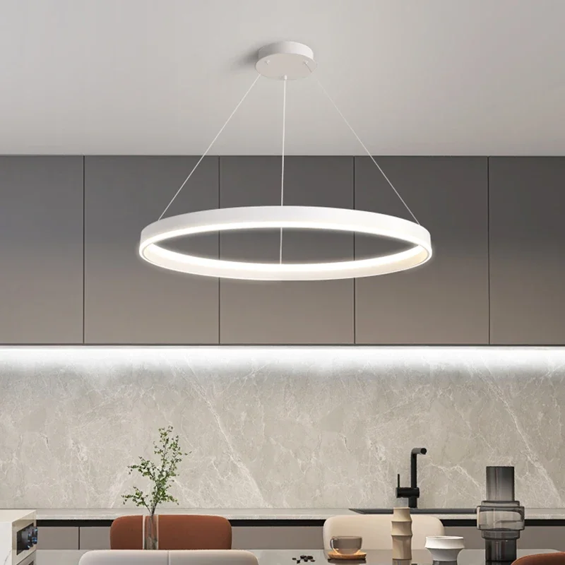 Modern White LED Chandelier for Living Room Bedroom Dining Room Kitchen Ring Ceiling Chandelier Lighting Home Decoration Light