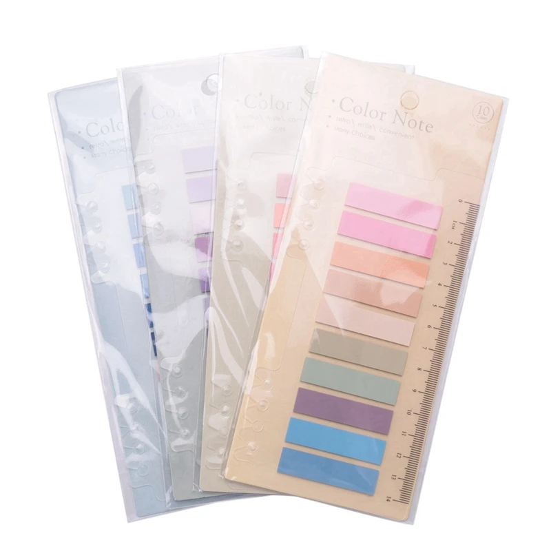 3200 Pcs Sticky Index Tabs, 4 Sheets Morandi Strip Index Tabs, Writable Page Sticky Notes With Ruler For Page Marking