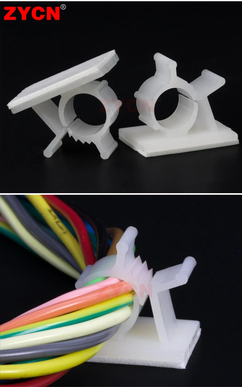 10 stücke Kabel Organizer Clips Verstellbare Krawatten Halterungen Selbstklebende Draht Klemme Halter Kabel Management Für Auto PC TV lade Wickler – Detail 2