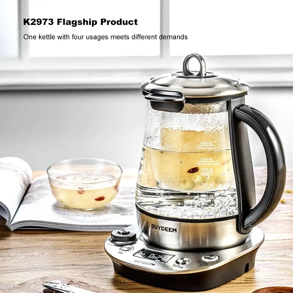 K2973 Flagship Health- Care Beverage Tea Maker and Kettle, 8-in-1 Programmable Brew Cooker Master, 1.5L(0.396gal), Silvery