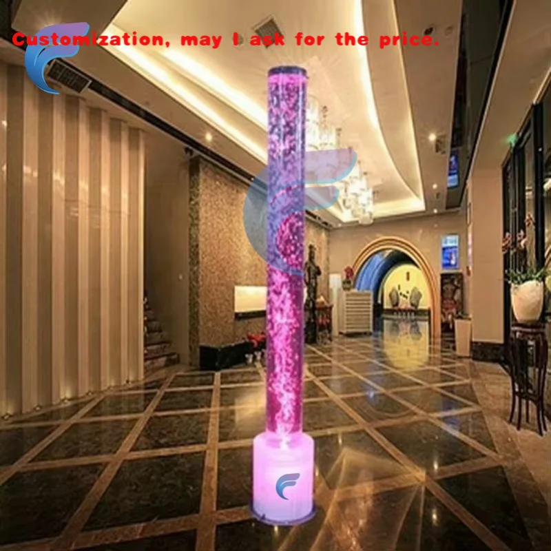 custom.Office Decor Design Acrylic Bubble Tube with Colorful Lights Color Changing Bubble Columns Lamp