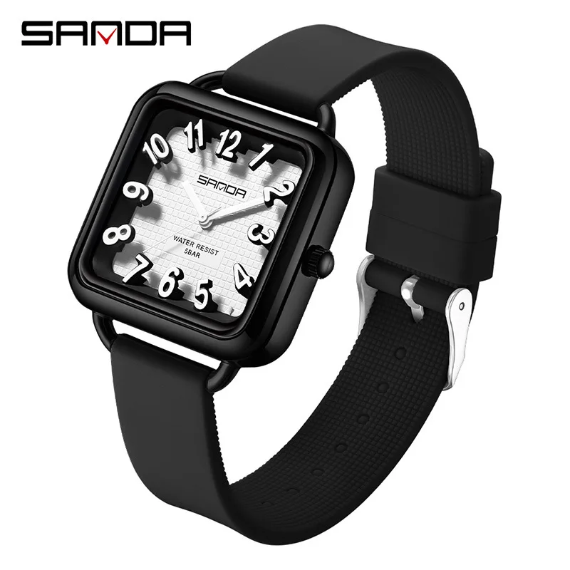SANDA 3269 Reloj para estudiantes Nuevo reloj simple de moda Reloj de pulsera de cuarzo con escala digital grande resistente al agua