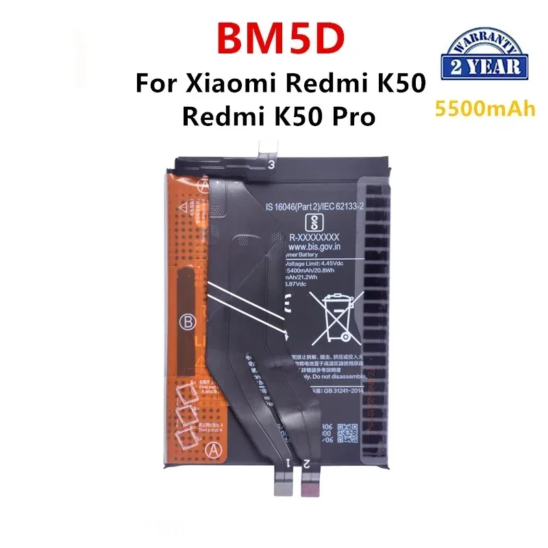 

Brand New BM5D 5500mAh Battery For Xiaomi Redmi K50/ Redmi K50 Pro Phone Replacement Batteries