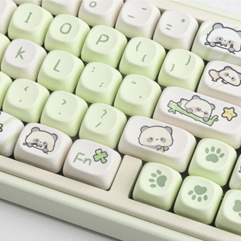 Teclas altura MOA, 137 piezas, sublimadas por calor, PBT, Panda verde lechoso, juego teclas, personalización para teclados