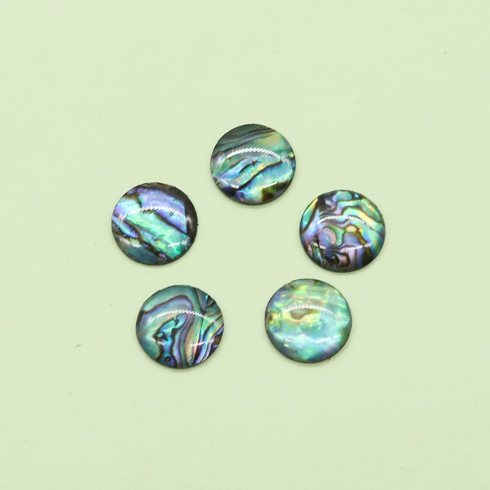 5pcs Fashion Round Abalone Shell Loose Bead Natural Non Porous Single-sided Shell Beads DIY Suitable Women's Earring Accessories