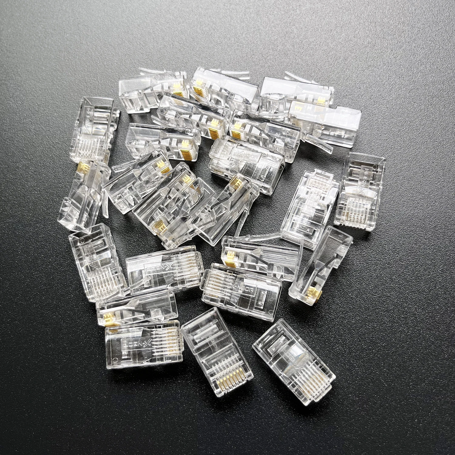 1-50Pcs RJ45 CAT6 CAT5e Pass Through Connectors Crystal End Gold-Plated 8P8C Crimp UTP Standard Ethernet Network Modular Plug