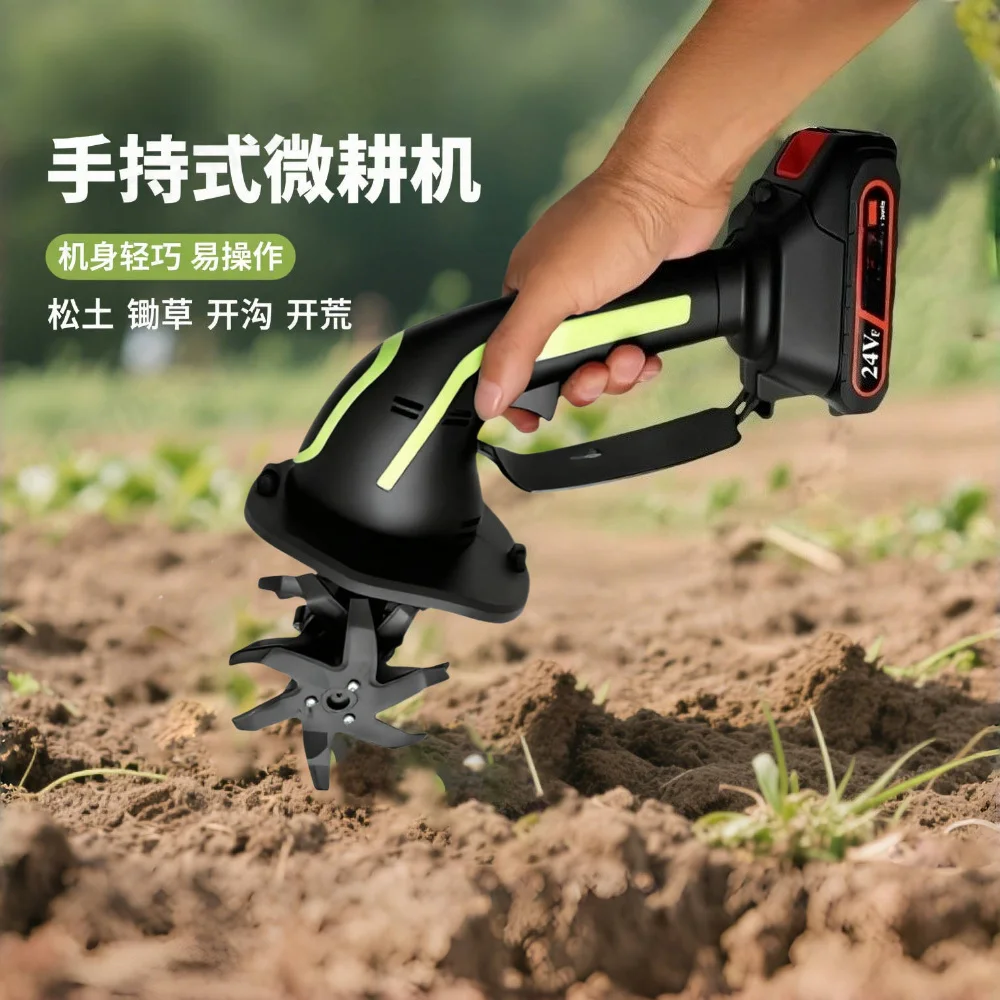 Cordless Handheld Lithium Battery Electric Tiller Cultivator for Home Garden Vegetable Flower Soil Loosening