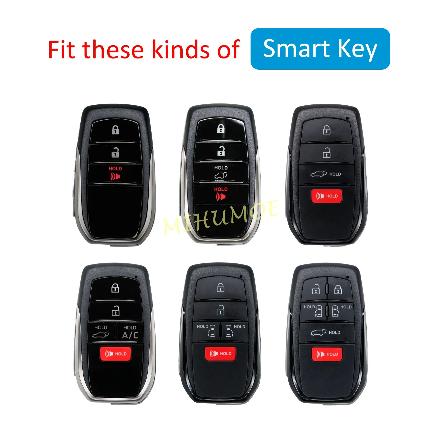 For Toyota Cross Fortuner Alphard Prius Vellfire Sequoia Venza Tundra Mirai Yaris Black Transparent Key Fob Case Cover Keychain