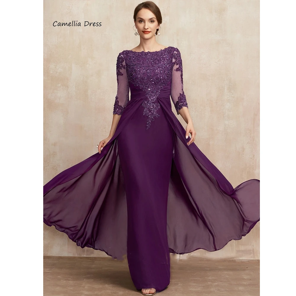 

New A-line Wedding Party Dress Lace Chiffon Elegant Women's Dresses Beading Sequins Mother of the Bride Dress فستان حفلات الزفاف