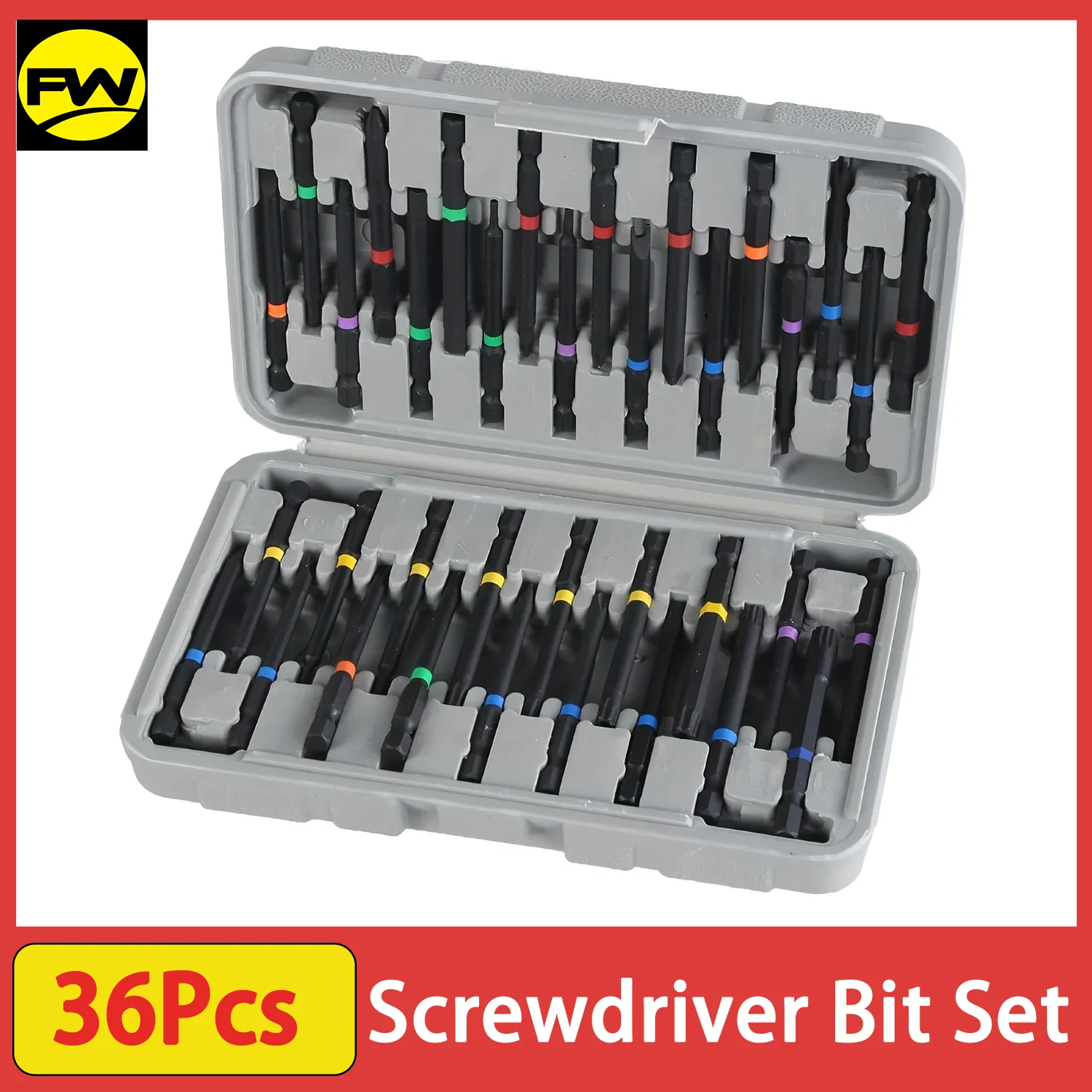 

36Pcs Screwdriver Bit Set, 2.5-Inch Long Bit Set, 1/4 Hex Shank Screw Bits, Impact Driver Bit Set, Phillips, Slotted, Torx