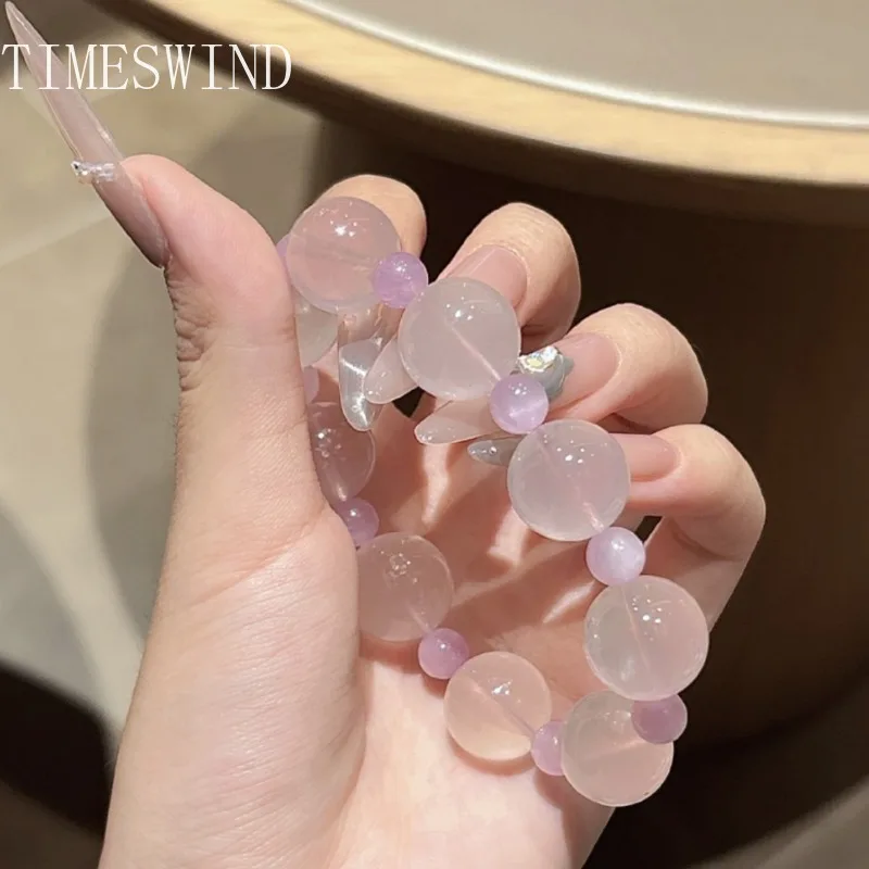 

TIMESWIND Natural Original Crystal Light Pink Purple Beaded Sweet Women Fashion Jewelry Bracelet with Certificate