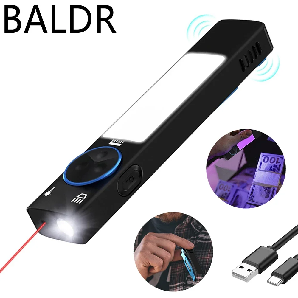 BALDR YC8001 EDC Flashlight 1000 Lumens LED Type-C Rechargeable Dual Light Source for Camping and Work Lights