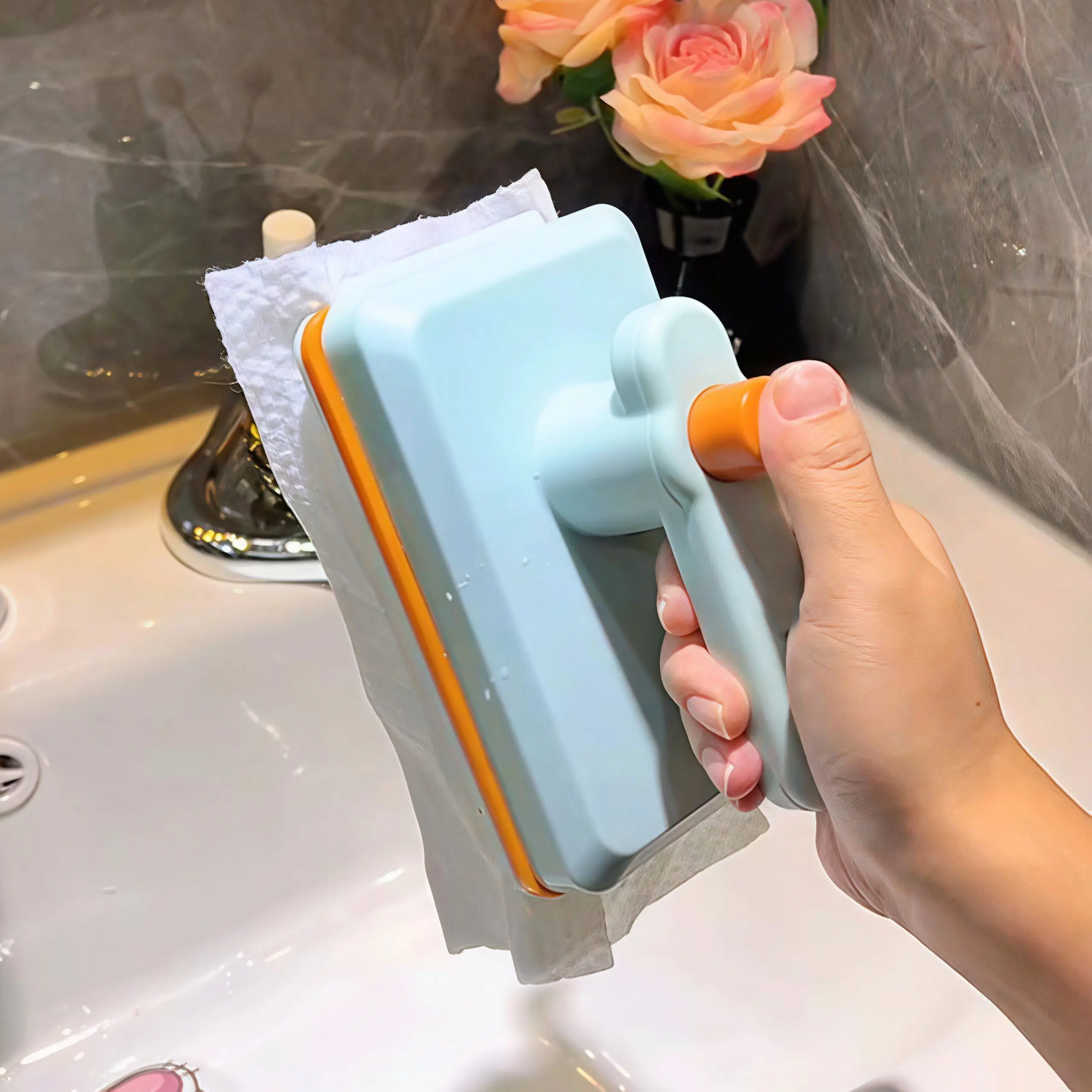 Automatic Switchable Wet/Dry Mop Head No Hand Wash Required Portable Cloth Replacement Lazy Person's Plate Mop Design