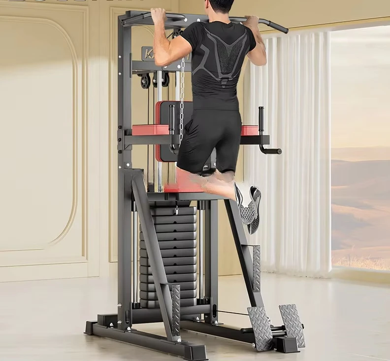 

%E Gym Fitness Dip Chin Assist Machine Pull-Up Dip Station Pin Loaded Conprehensive Strength Core Training for Body Building