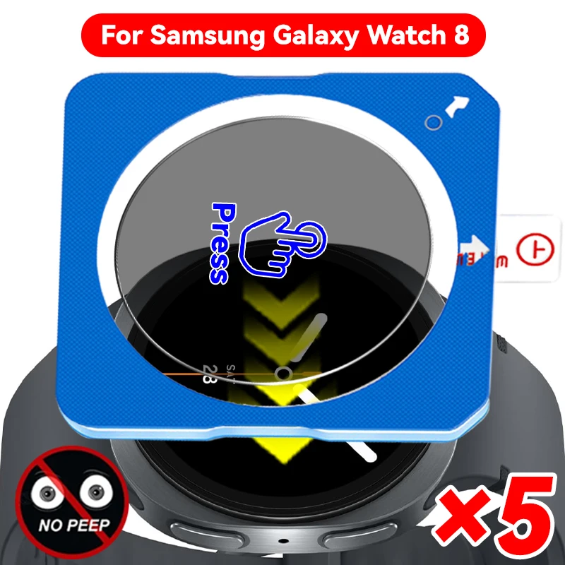Easy Install for Galaxy Watch 8 Ultra 2025 Classic 46mm 44mm Privacy Glass Film 9H Bubble Free Full Coverage Anti-Spy Protector