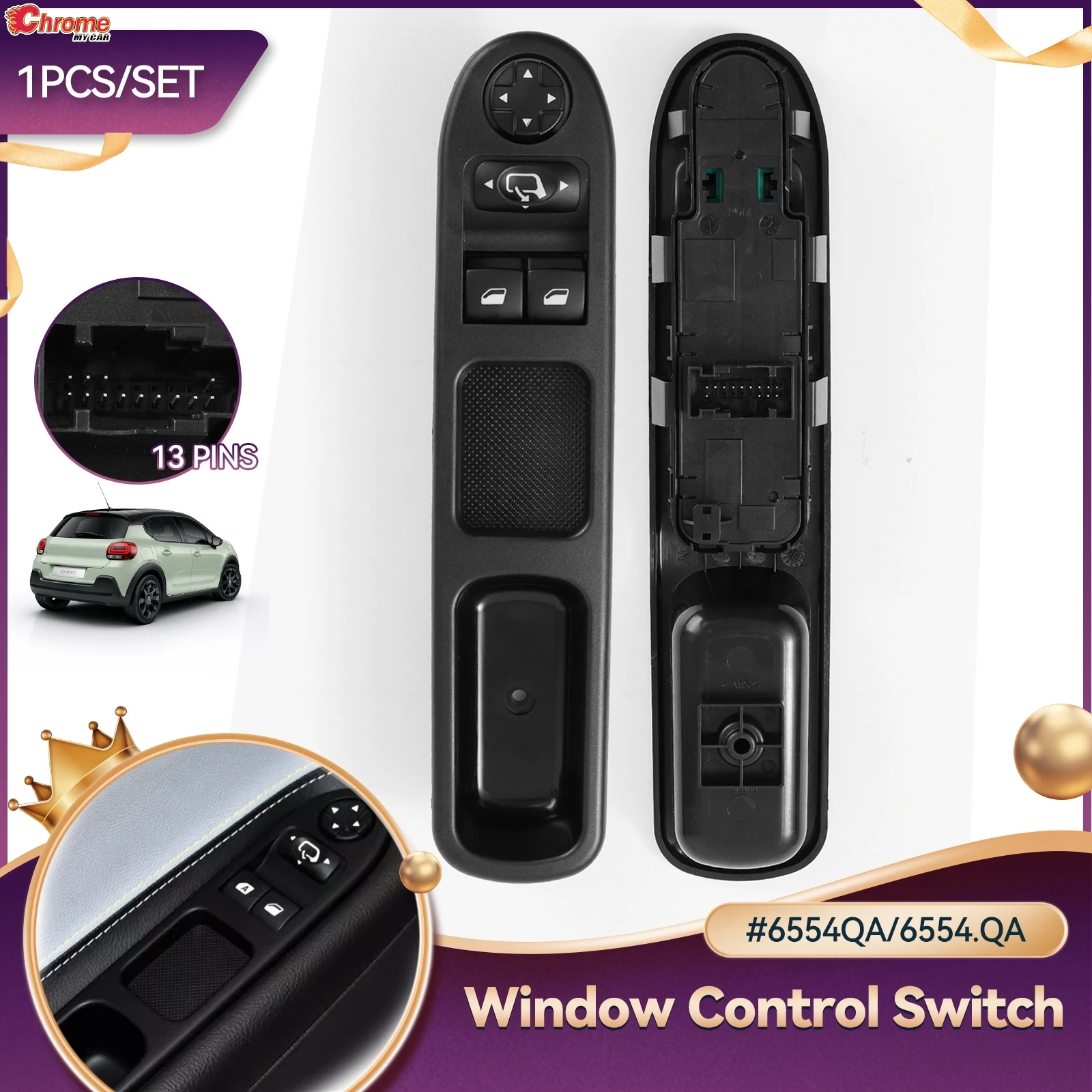 

Electric Master Control Power Window Lifter Switch Regulator Button 6554.QA Fits For Peugeot 207 207CC 207SW 6554QA 9654859677