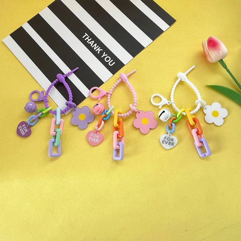 Fashion Colorful Sunflower Keychains For Women Girls Bag Pendant Car Key Rings Headset Case Decorations Accessories Gifts