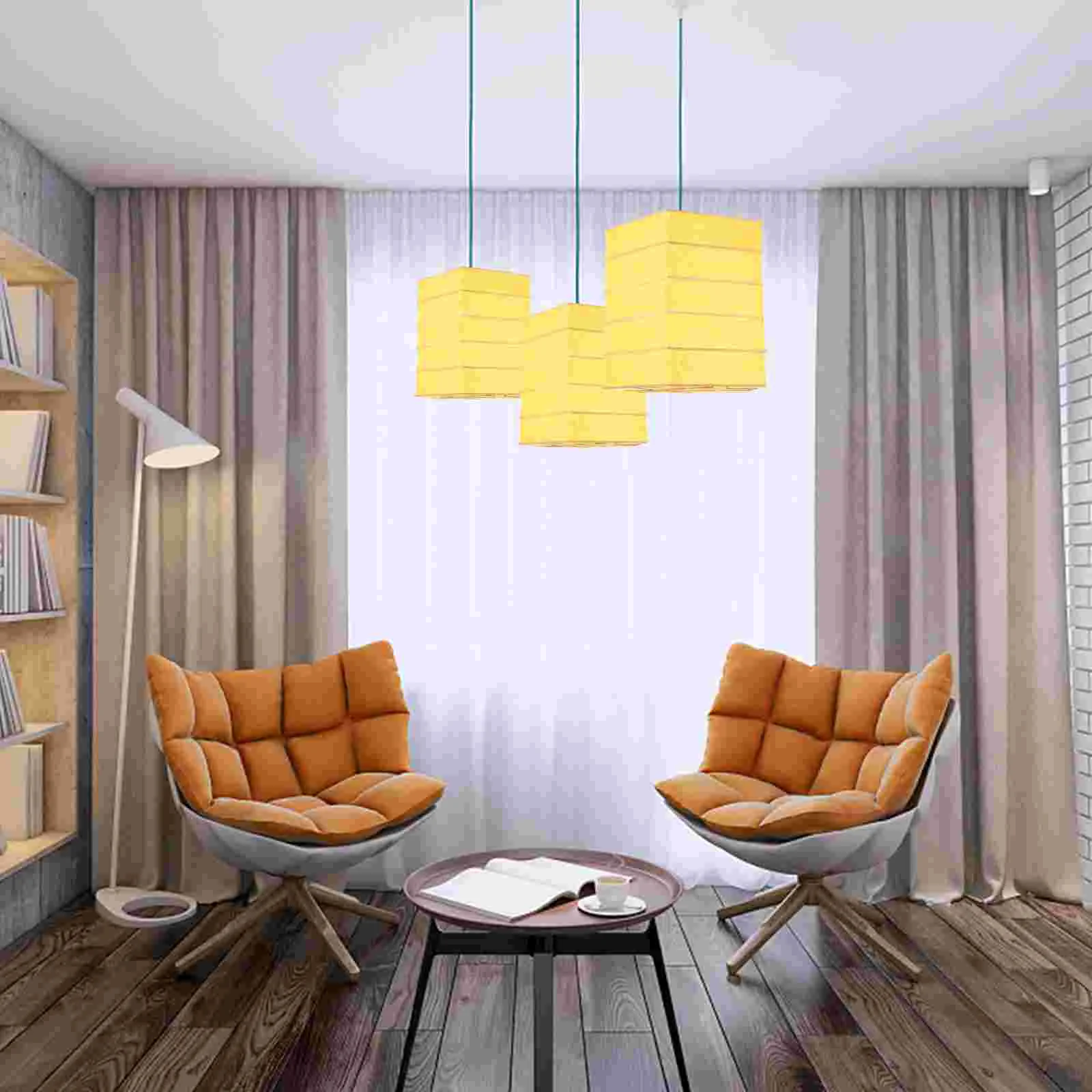 

Solid Color Folded Pendant Square Shade Lampshade (Yellow) for Hanging Cover Accessories Ceiling Shades