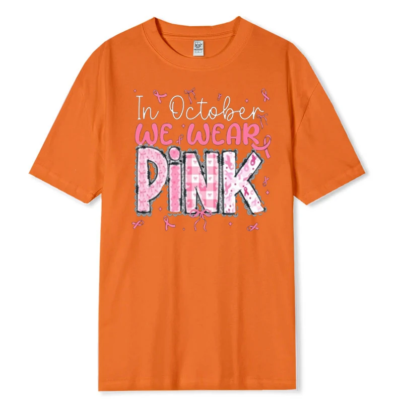 أكتوبر التوعية بسرطان الثدي المحملة خمر الشريط الوردي المحارب هالوين اليقطين قميص دعم فرقة القطن ارتداء الأمل الوردي #3