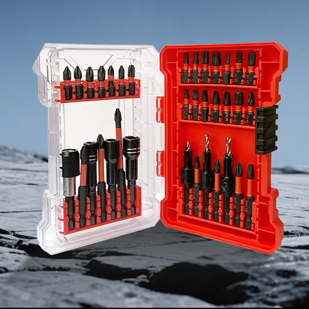 Electronics Assembly Driver Bit Kit Precision Bit Set Double-layer Transparent Case Labeled Size Markings For Power Drills